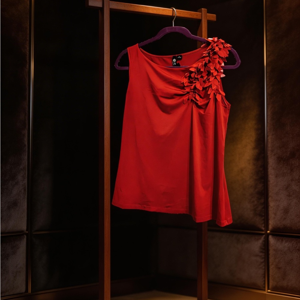 Milano Red Floral Embellished Top, Date Night, Evening Party, Cocktail Hour.